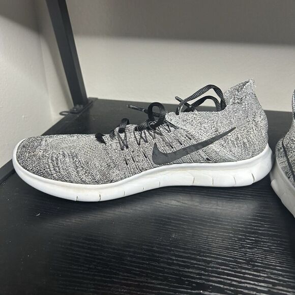 Nike Free RN Flyknit 2017 Women's Size 9 Running Shoes Black White Oreo - Picture 3 of 9